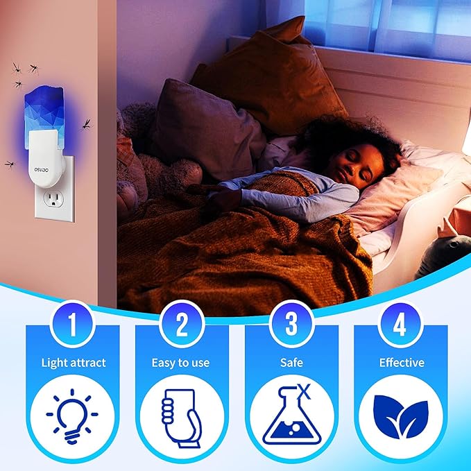 Flying Insect Trap, Plug-in Fruit Fly Traps for Indoors, (2 Devices + 12 Refills) Fly Traps Indoor, Fly Bug Zappers, Fly Catch Mosquitos, Flies, Fruit Flies, Moths, Gnats for Home Safe