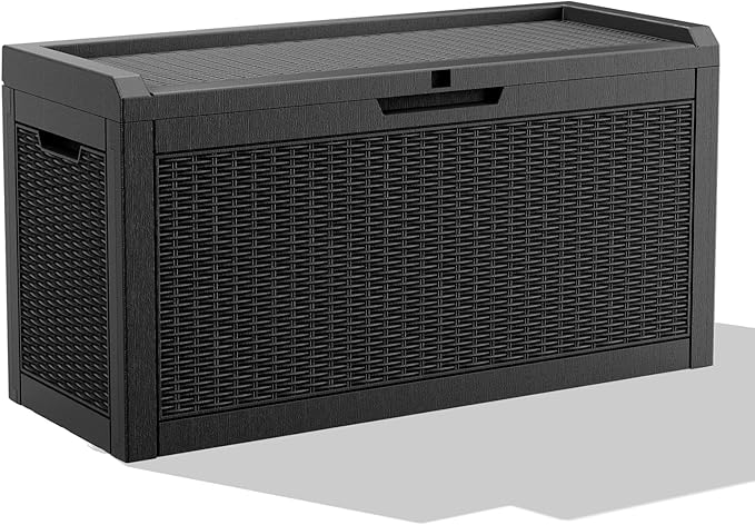 60 Gallon Outdoor Storage Box – Resin Deck Box with Lockable Lid, Waterproof Patio Furniture Storage for Tools, Garden & Yard Organization