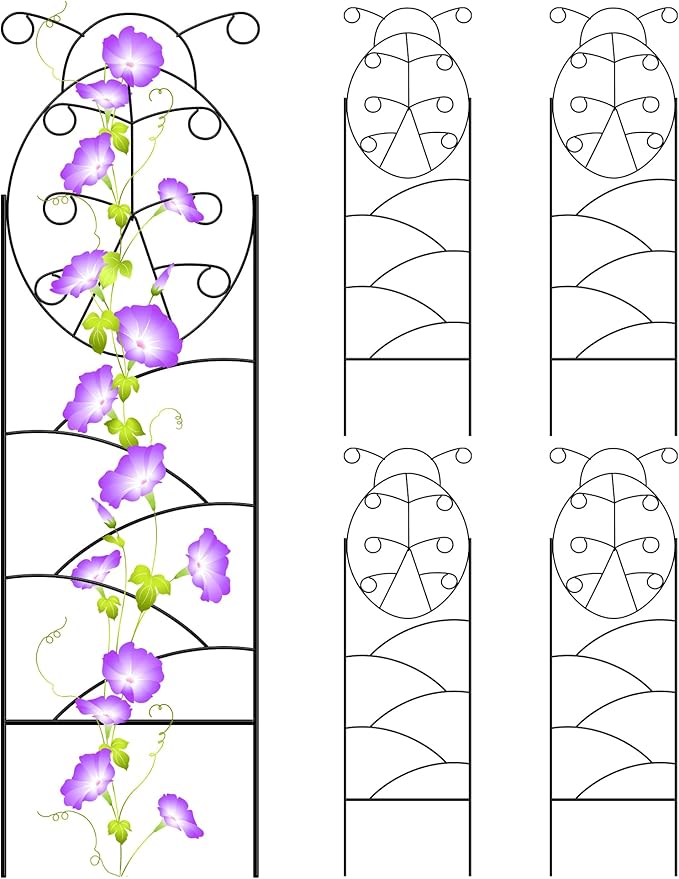 ARIFARO Garden Trellis 56″ H x16″ W (Pack of 4) Metal Climbing Plant Trellis Outdoor/Indoor Sturdy Flower Trellis for Climbing Vines, Rose, Potted Plants