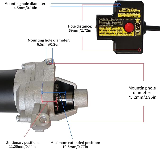 Electric Starter Motor JQ170 17 Teeth for Ariens Troy-Bilt Cub Cadet MTD Craftsman PowerSmart 208cc 254cc Snowblower Compatible with LCT 208cc 254cc Engine