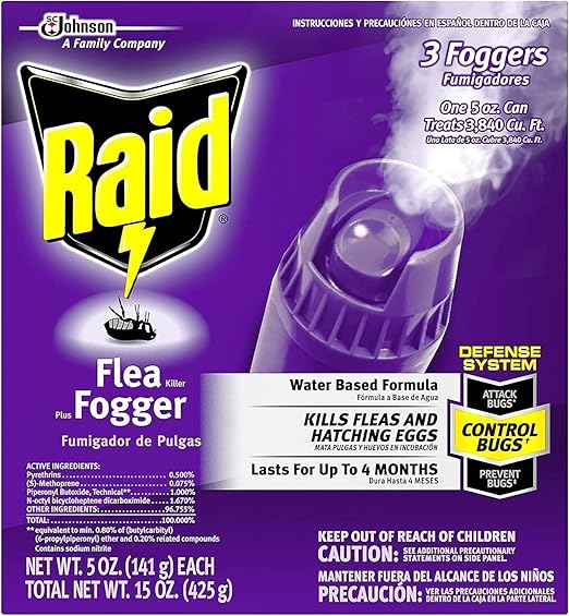 Raid Flea Flogger Plus Killer, Kills Fleas and Hatching Eggs 3 Count (Pack of 3)