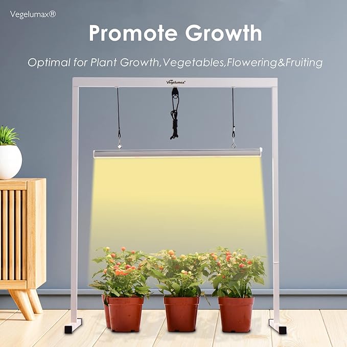 50W LED 2 feet Grow Light Lamp with Stand Rack CRI90+ for Horticulture Indoor Plant Growth Veg Flowering Fruiting,Full Spectrum 3300K,Iron Pipe Frame,Aluminum Heat Sink,Height Adjustable