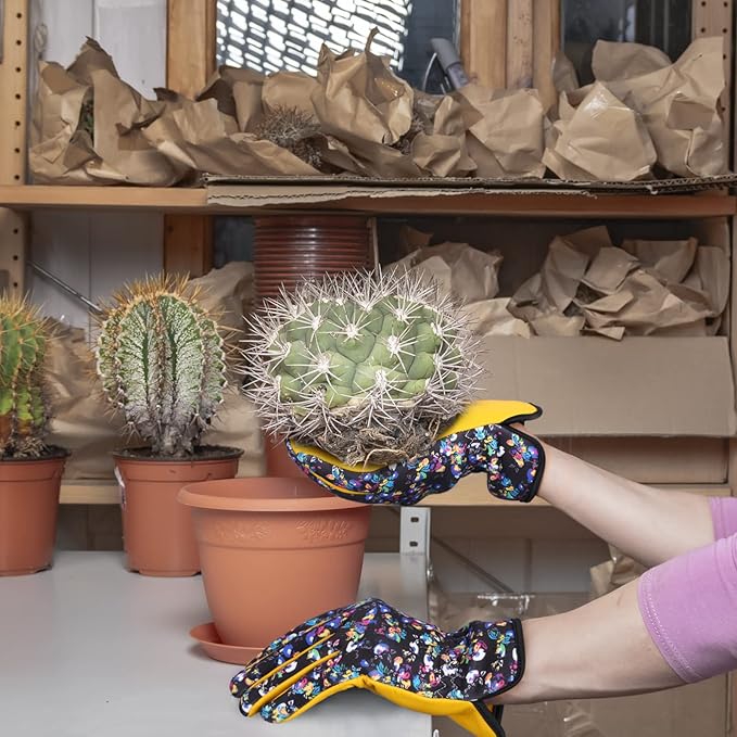 Bamllum Leather Gardening Gloves for Women - Working Gloves for Weeding, Digging, Planting, Raking and Pruning