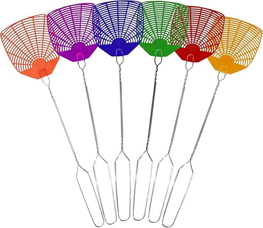 Supreme Bug & Fly Swatter 6-Pack – Braided Metal Handle 6 Pack Fly Swatters, Multi Pack Colors, – for Indoor/Outdoor – Flyswatter (21 inch- Set of 6)