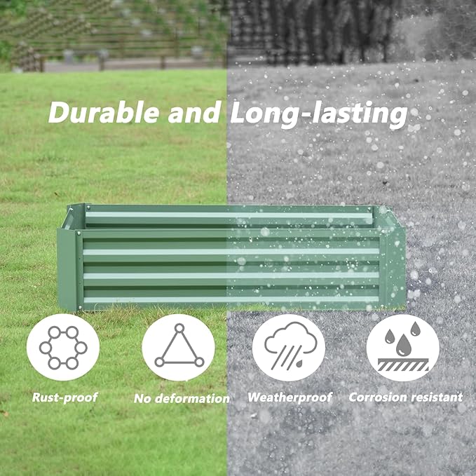 Aoodor 4 x 2 x 1 ft Raised Garden Bed for Patio Garden Lawn, Bed Only, Set of 2