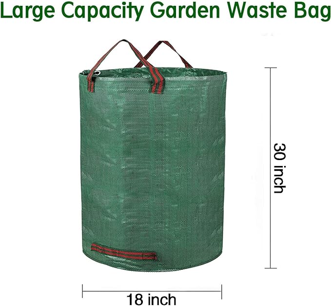 3-Pack 32 Gallon Garden Waste Bag Leaf Bags Reusable Heavy Duty Waste Bags Perfect for Garden, Lawn, Leaf/Leaves, Yard Debris Storage and Garden Accessories