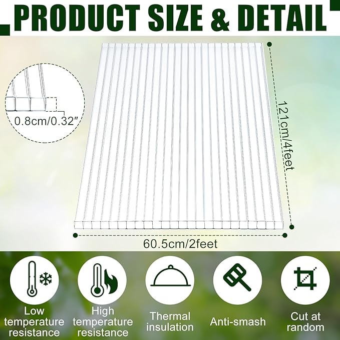 Tatuo 6 Pack 4' X 2' X 0.32'' Polycarbonate Greenhouse Panels Polycarbonate Sheets Twin-Wall Roof Panels Waterproof UV Protected Clear Corrugated Plastic Roofing for Greenhouse Replacement