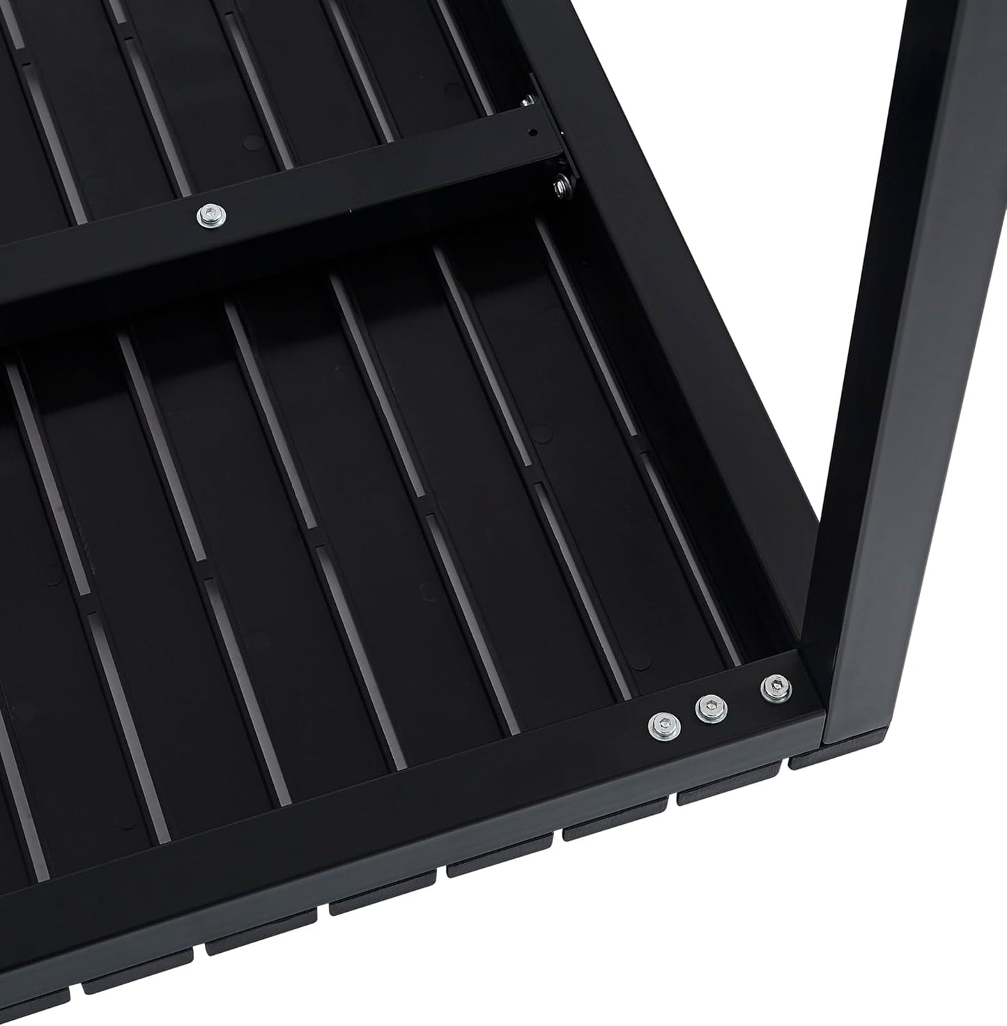 Plastic Outdoor Dining Table with Metal Legs, Weather Resistance, Home Patio Table, Restaraunt Outdoor Table, Quick Assembly (Black)