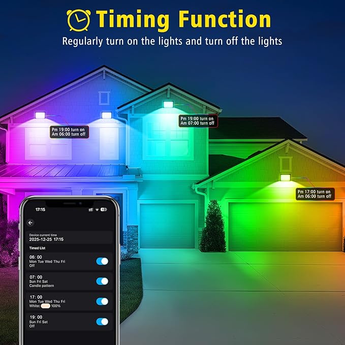 T-SUN RGB Flood Lights Outdoor, 1000W Equivalent Color Changing Landscape LED Light with APP & WiFi & Remote Control, Waterproof Floodlight with 16 Million Colors, Timing, Music Sync (100W-2Pack)