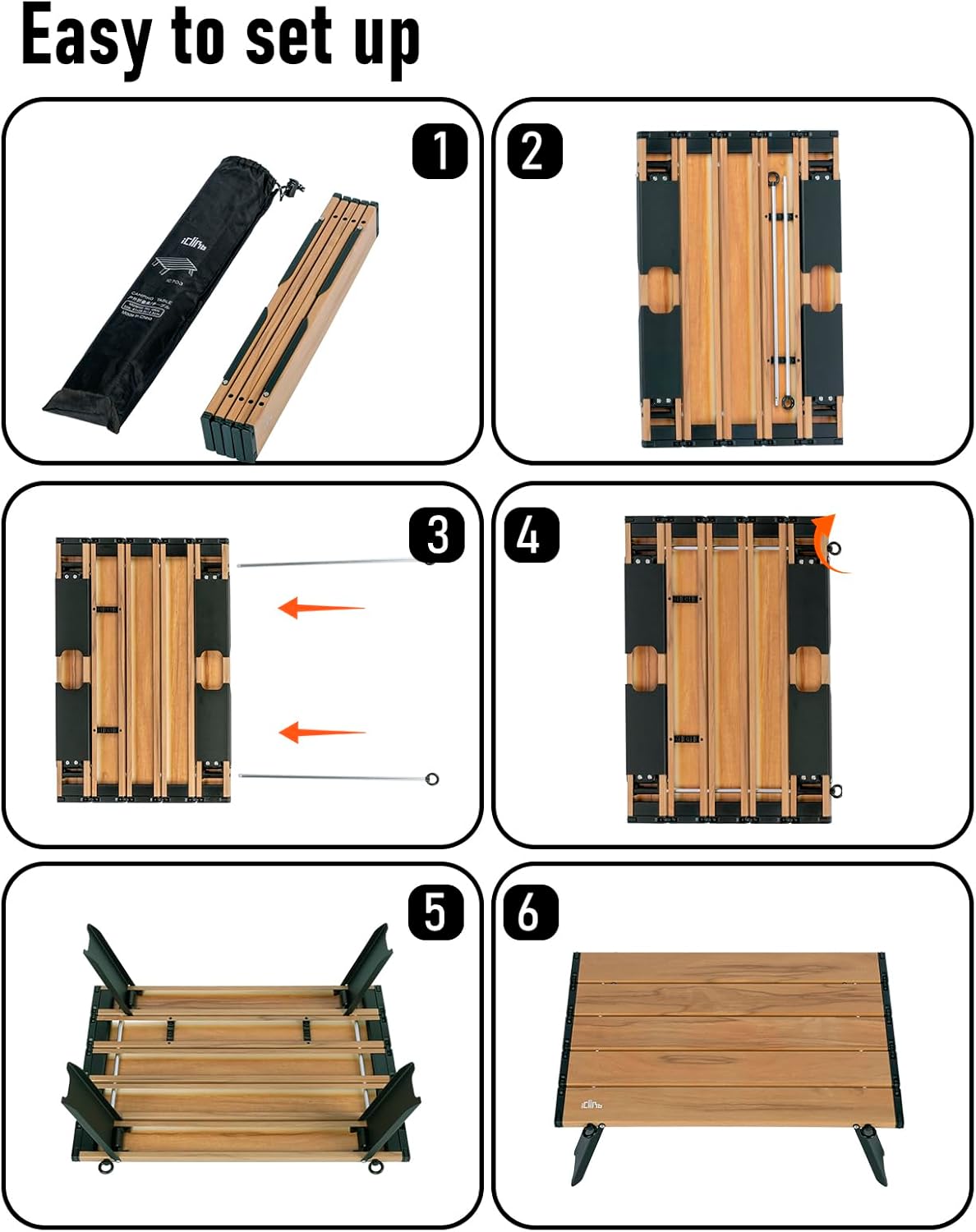 iClimb Ultralight Compact Mini Beach Picnic Folding Alu. Table with Carry Bag, Two Size (Nature - S)