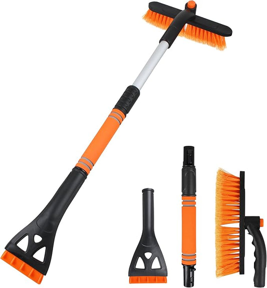 Ice scrapers for car Windshield,Use a with a Foam Grip and a 360 ° Rotating car Snow Brush and ice Scraper,Rotating Brush Head Removable Snow Brush for car New car Accessories 1 Set