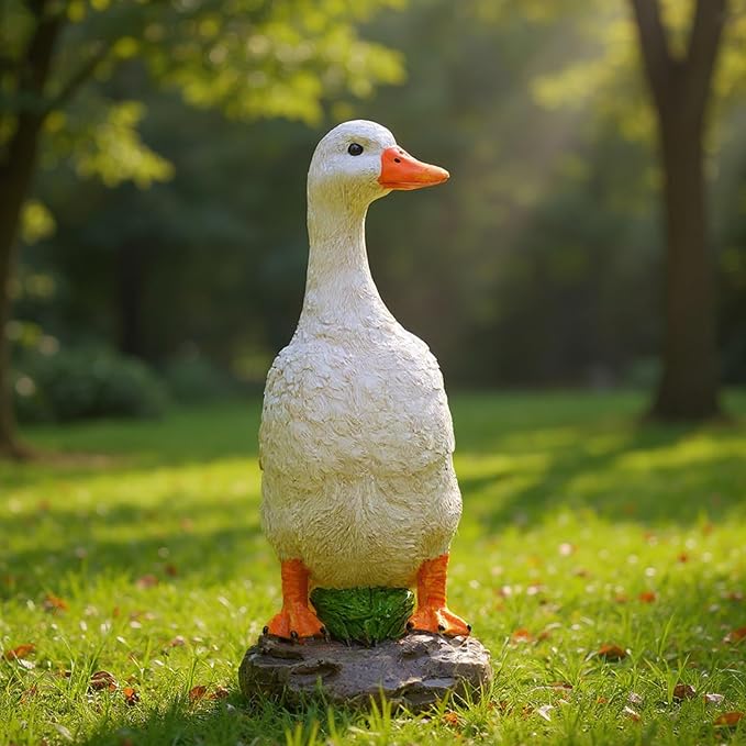 Elenon Goose Statue Garden Decorative, 11 inch High Adorable Flower Bed Outdoor Decor, Yard Patio Art Decor Sculptures Table Ornament