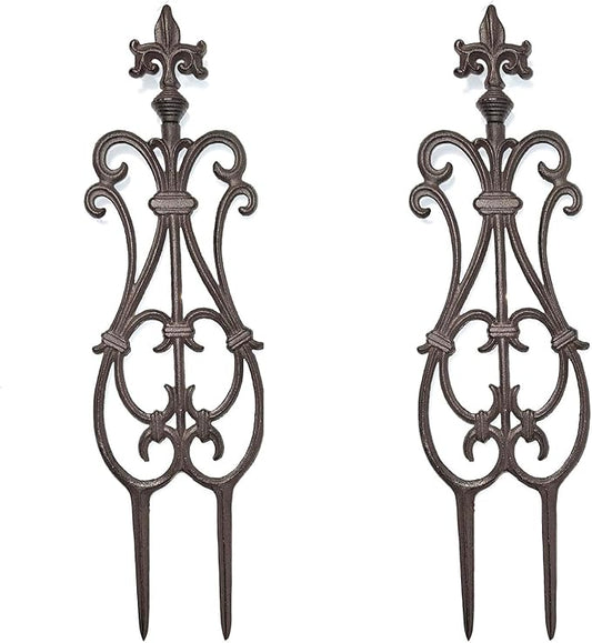 Ornate Cast Iron Garden Edging Fence（28" Tall） - 2 Pack Heavy Duty Metal Border for Lawn, Patio & Landscaping HC8775