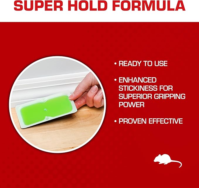 Tomcat Super Hold Glue Traps Mouse Size for Mice, Cockroaches, Spiders, and Scorpions, Ready-To-Use, 4 Traps