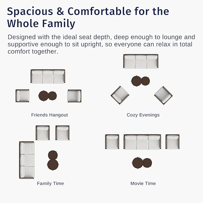 EAST OAK 5-Piece Patio Furniture Set | Life Chatter 5-Seat Outdoor Furniture | Deep Seating & Two Coffee Tables | Waterproof Extra-Thick Cushions | Porch, Balcony & Backyard | Apricot