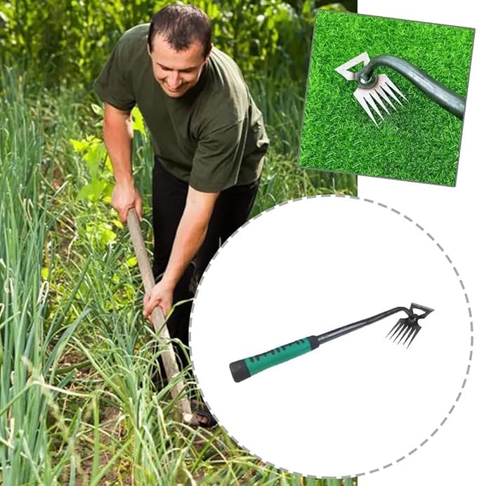 2Pcs Weed Puller Tool, Weeding Artifact Uprooting Steel Hand Weeder Tool for Garden Yard Farm - Durable Manganese, Manual Multifunctional Weeding Artifact Kit (Green)
