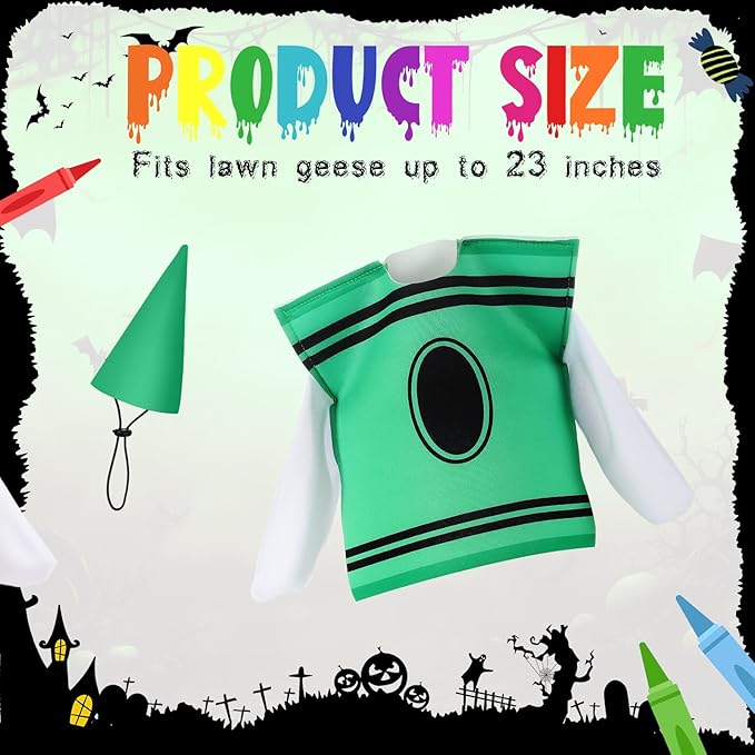 Geyoga Halloween Goose Crayon Costume Porch Goose Outfits 23" Fall Geese Clothes Classroom Lawn School Garden Patio Yard Outdoor Decorations(Green,Crayon)
