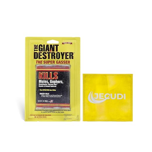 Giant Destroyer Smoke Bomb Gasser – Rodent & for Gophers, Moles, Groundhogs & Rats – Single Pack (4 Tubes) + Jecudi Towel