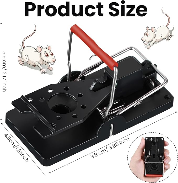 Qualirey 24 Pcs Plastic Mouse Rat Traps House Indoor Quick Effective Safe for Warehouse Garden Kitchen 3.86 x 1.81 x 2.17 Inch (Black,Red)