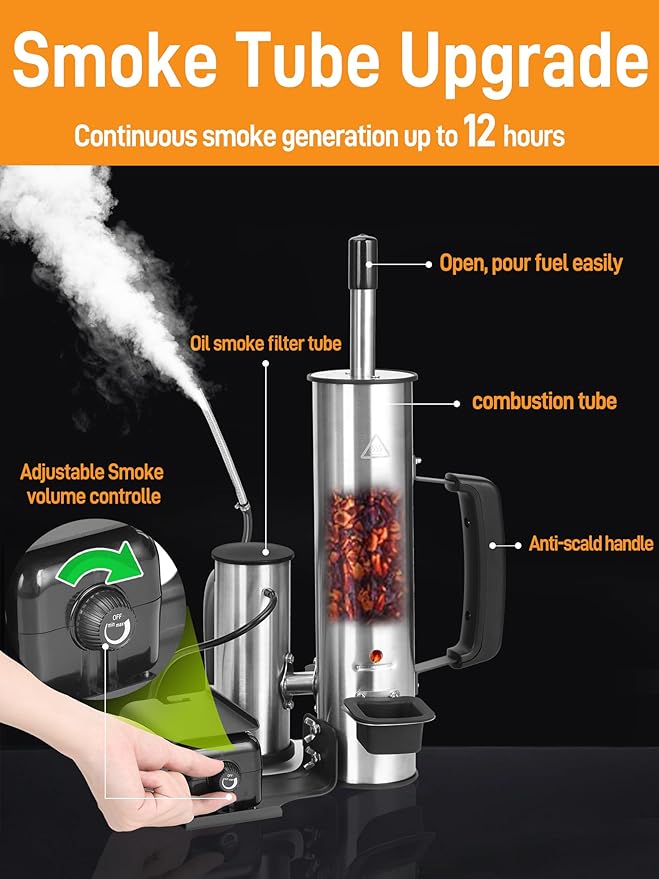 2025 Advanced Cold Smoke Generator, Tube for Pellet Smoker Upgrade, Generator for Gas Grilling, Portable Cordless Electric, Hot or Cold Smoking: Box for Any Grill, Gift for Men Dad Husband Friends