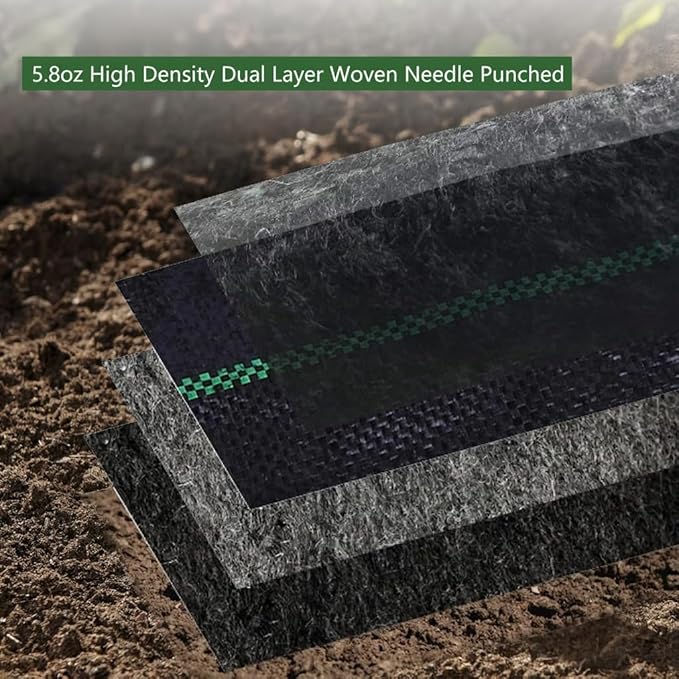 5ft x 300ft Weed Barrier Fabric Heavy Duty, 5.0oz Premium Landscape Fabric for Garden, Lawn, Driveway & Outdoor Weed Control, Durable Weed Fabric with High Permeability