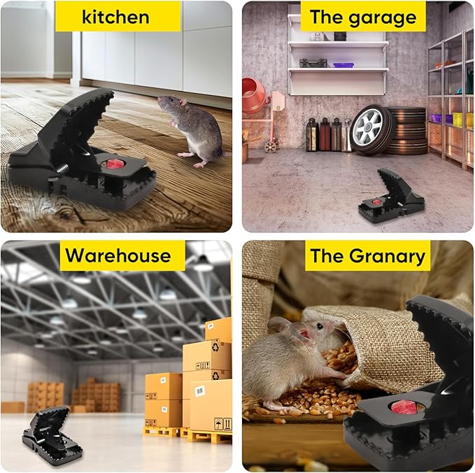 Rat Trap (12-Pack), Large Mouse Traps for Indoor and Outdoor Use, Reusable, Fast, Hygienic, Unplugged, Used to Catch Mice, Squirrels, Rodents, for Home, Yard and Barns
