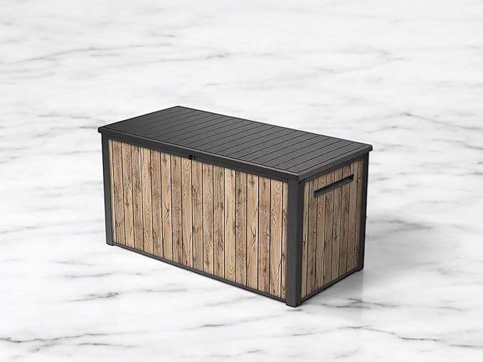 Nature Wood Design Storage Box, Weather-Resistant Deck Container, Perfect for store anything Indoor and Outdoor. (Natrul Wood Brown, 170 Gallon(27.7" D x 57" L x 29" W))