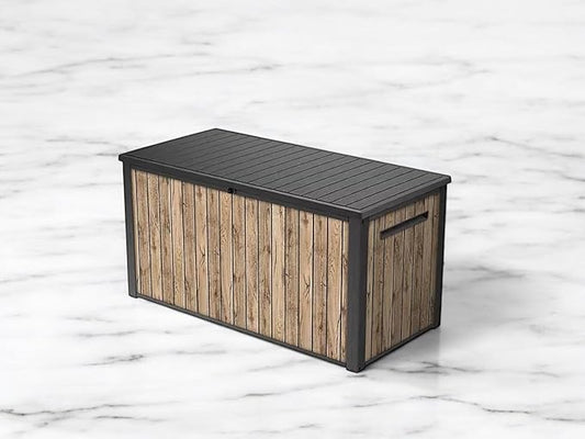 Nature Wood Design Storage Box, Weather-Resistant Deck Container, Perfect for store anything Indoor and Outdoor. (Natrul Wood Brown, 170 Gallon(27.7" D x 57" L x 29" W))