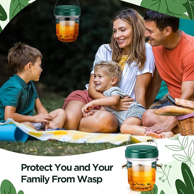 Qualirey 2 Pcs Wasp Traps for Outdoors Wasp Killer Hanging Bee Traps Reusable Fly Bee Killer for Indoor Outdoor Patio Garden Home (Green)