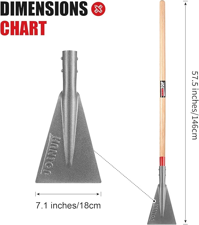 Ice Scraper Snow Ice Chopper Long Wooden Handle Ice Shovel for Driveway Sidewalk Outdoor Road,57.5 inches