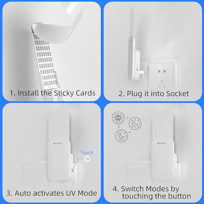 Mosalogic Fly Insect Trap Plug-in Fruit Flies Killer Gnat Trapper Moth Catcher Fly Trapper UV Attractant Catcher for 400 Sq Ft of Protection Blue-1PACK
