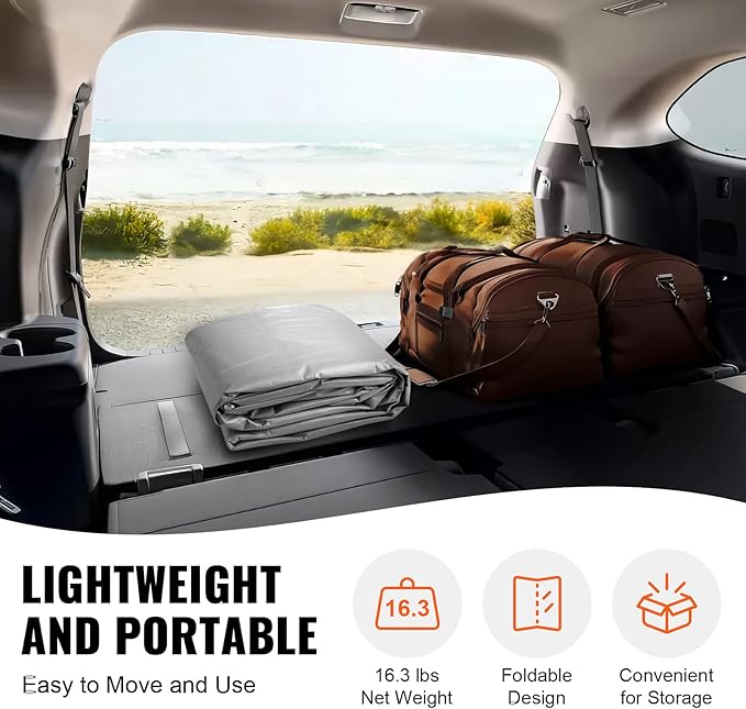 VEVOR Carport Replacement Canopy Cover 13 x 20 ft, Garage Top Tent Shelter Tarp Heavy-Duty Waterproof & UV Protected, Easy Installation with Ball Bungees,Grey (Only Top Cover, Frame Not Include)