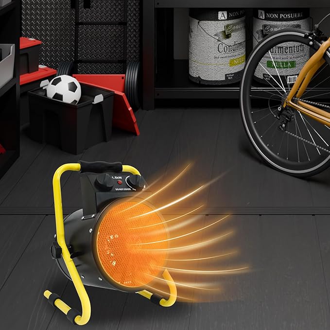 COOS BAY 1500W Portable Electric Space Heater, Outdoor Greenhouse Heater for Grow Tent, Garage, Workshop, Patio, RV – Radiant Heat, Overheat Protection, IPX4 Water Resistant, 1 Pack, Black