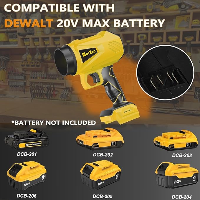 Handheld Leaf Blower Cordless Brushless Compatible with DeWalt 20V Battery,Extended Nozzles,Mini Lightweight Small Turbo Jet Blower for Patio,Lawn,Yard,Snow Leaves and Dust Car Dryer,001