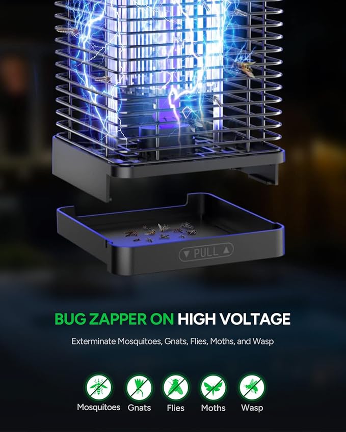 Buzbug LED Bug Zapper Indoor Outdoor, Durable 10 Years Lifespan Lamp, Sustainable Less Power, 6.5ft Power Cord, High-Voltage Mosquito Zapper, Fly Trap Mosquito Trap, Fly Killer Fly Zapper