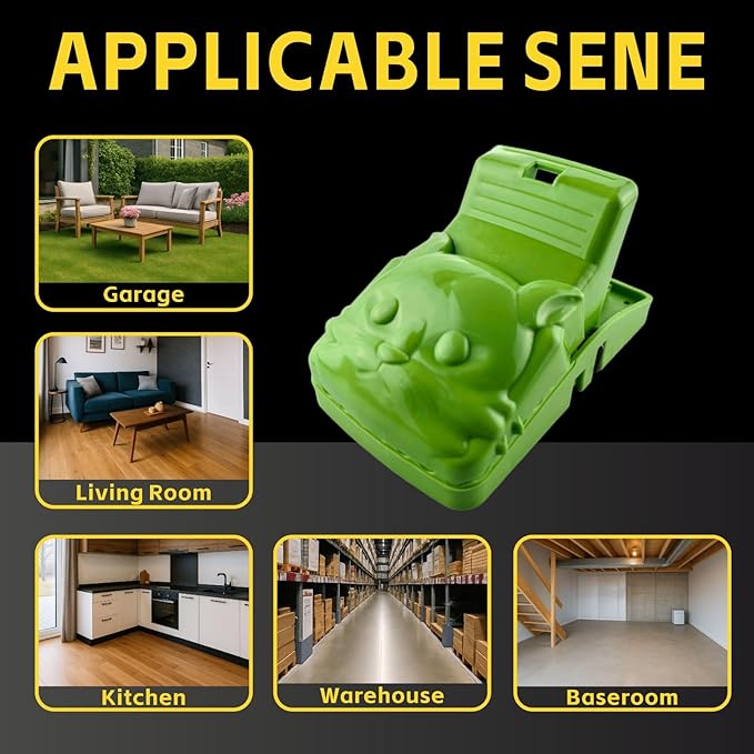 Large Reusable Snap Mouse Traps for Mice Rats Chipmunks – Cat-Shaped, Easy to Set, Works with Peanut Butter – Indoor Outdoor for Home Garage Kitchen Shed Chicken Coop, 4 Pack