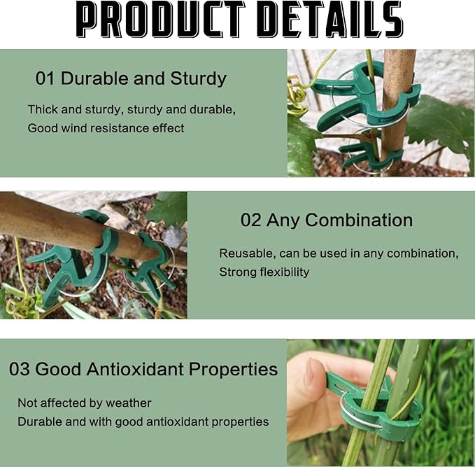 Plant Support Clips, 80 PCS Gentle Flower Plant Clamps for Supporting Vine Climbing Plants Plant Clips Garden Clips for Tomato Cage 2 Sizes in one Pack