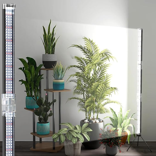 Super-Bright 48" T10 Plant Lamp, 6000k Full Spectrum Standing Grow Light, 3 Modes & 5 Dimming Levels, Timer 4/8/12H,12V/3A High Power Output for Large & Tall Indoor Plants