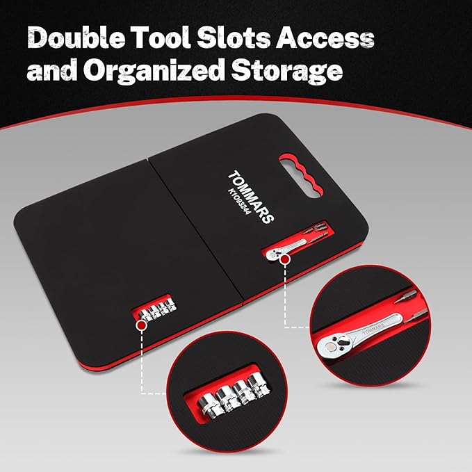 TOMMARS 0.9" Foldable Thick Kneeling Pad, 2 Fold Comfortable Foam Knee Pads Cushion Mat for Gardening, Yardwork, Workshop Repairing