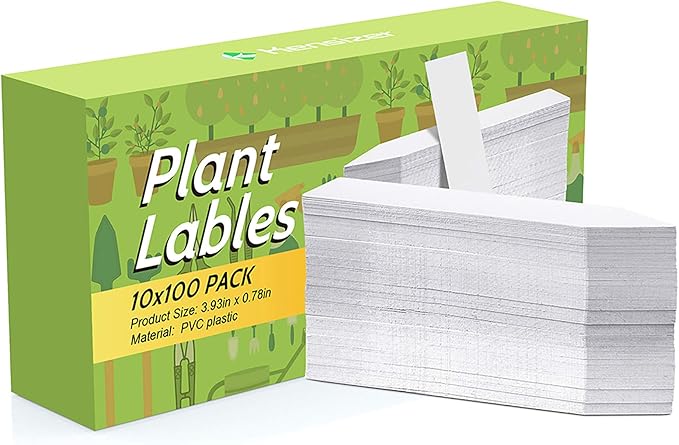 Kensizer 1000 Pcs 4 Inches Plastic Waterproof Plant Labels with a Gel Pen, Nursery Garden Stake Tags, Marker Labels Sticks for Potted Plants