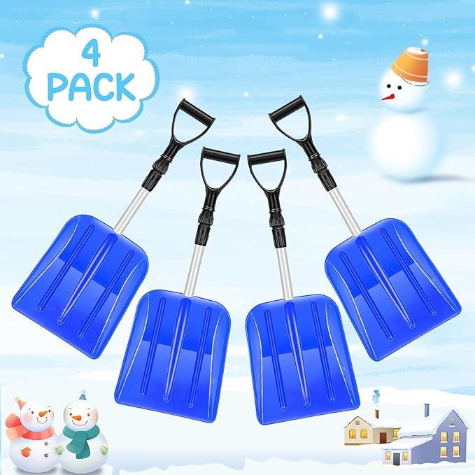 Lasnten 4 Pcs Kid's Snow Shovel Plastic Digging Lightweight Portable Beach Shovels for Kids Boys Girls Home Yard Garden Outdoor Activities Snow Removal(Blue)