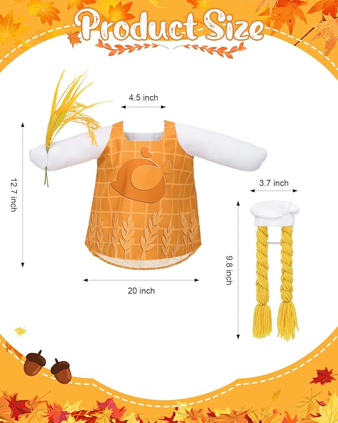 Halloween Porch Goose Outfits – Turkey Chef Goose Outfits for 23” Lawn Goose Statue, Cute Porch Goose Thanksgiving Outifts for Yard, Patio & Garden Decor