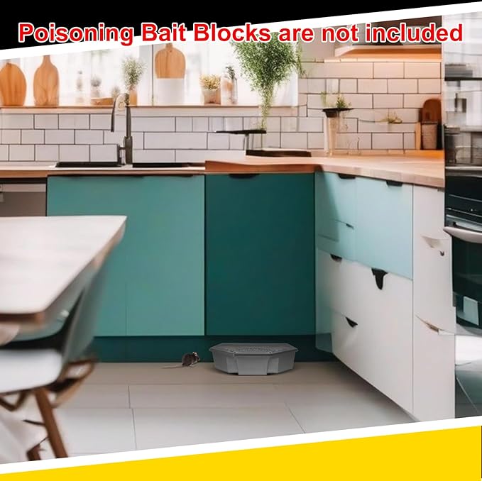 Qualirey 2 Pcs Rat Bait Station with Keys 13.58 x 8.98 x 3.35 Inch Rodent Station Rat Traps, Keeps Children and Pets Safe Indoor and Outdoor, Bait Not Included (Gray)