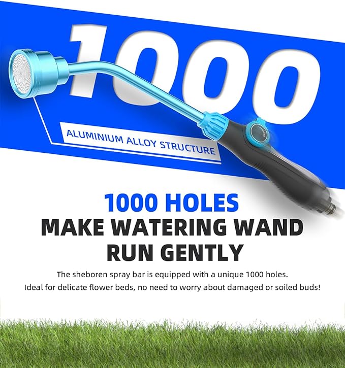 DTRK Watering Wand 19 Inch Detachable Sprayer Wand 1000 Holes Garden Hose Wand with Thumb Flow Control for Hanging Baskets, Plants, Flowers, Shrubs, Seedbed,Garden and Lawn