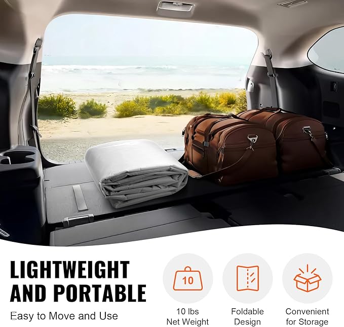 VEVOR 10x20' Canopy Replacement Cover Heavy Duty, Carport Garage Top Tent Shelter Tarp Waterproof & UV Protected, Easy Installation with 40 Free Ball Bungeess(Only Cover, Frame Not Include)