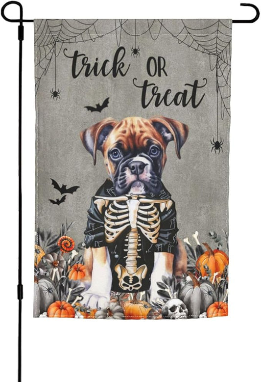 Halloween Boxer Dog Bat Pumpkin Garden Flag Welcome Party Outdoor Outside Decorations Picks Home House Garden Yard Decor 12x18 Inch