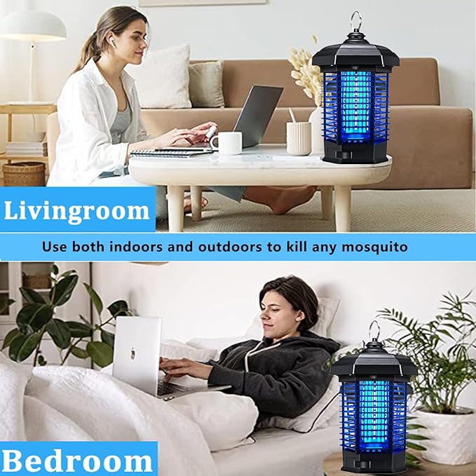 Bug Zapper for Outdoor,Mosquito Zapper, Waterproof Electric Mosquito Zappers, Insect Killer lamp, Electronic Fly Zapper for Backyard, Patio,Garden,Sport Fields Home（4200v,10ft Cord）