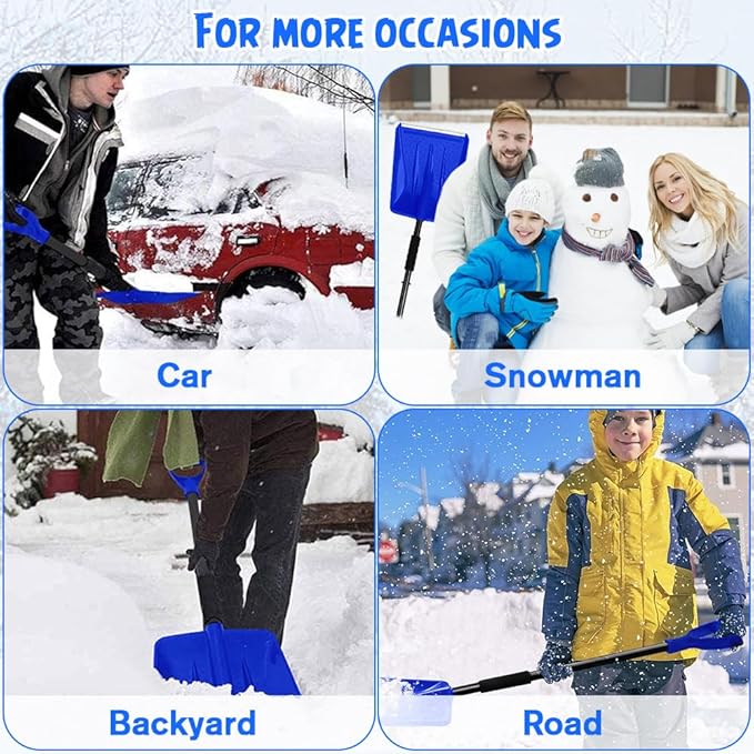 Snow Square Shovel, Shovels for Digging with D-Handle, Overall 41-Inch Long Garden Shovel for Car, Garden Tools, Blue