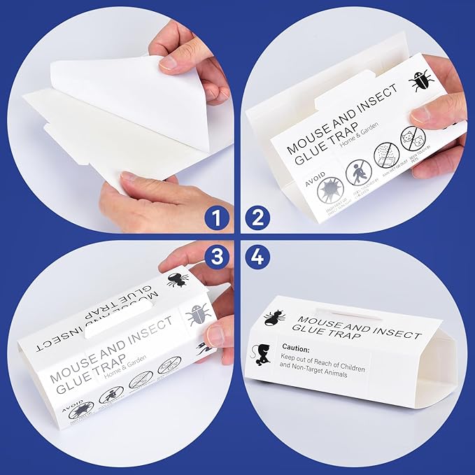 38Pack Mouse & Insect Traps Indoor for Home, Glue Traps for Mice Roach Ant Snake Rats Rodents, Sticky Pest Control Adhesive Tray for Catching Bugs, Sesame Oil Scent Non Toxic Pre-Baited Glue Boards