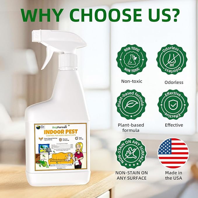 Bed Bug Spray 24 Oz, 100% Kill Efficacy, Indoor & Outdoor Bug Control for Mite, Ant, Spider and Flea, Plant Extract Based Non Toxic Bed Bug Killer, Child & Pet Safe